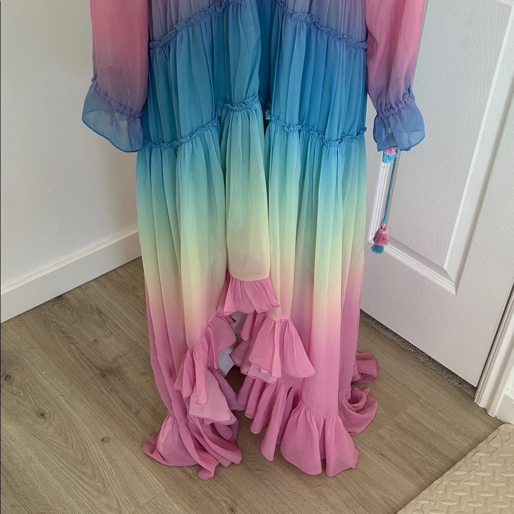 Rococo Sand Ombre Maxi Dress with Ruffle Details Large - Picture 3 of 8